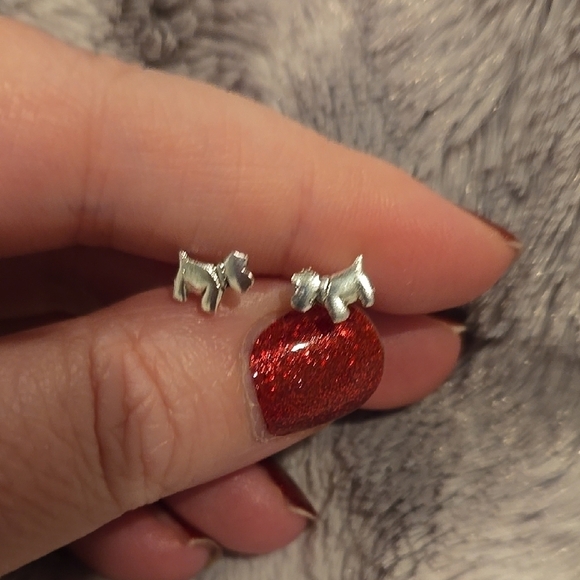 Girl Smiles Jewelry - Sterling Silver Scottie Dog Stud Earrings Brand New In Box